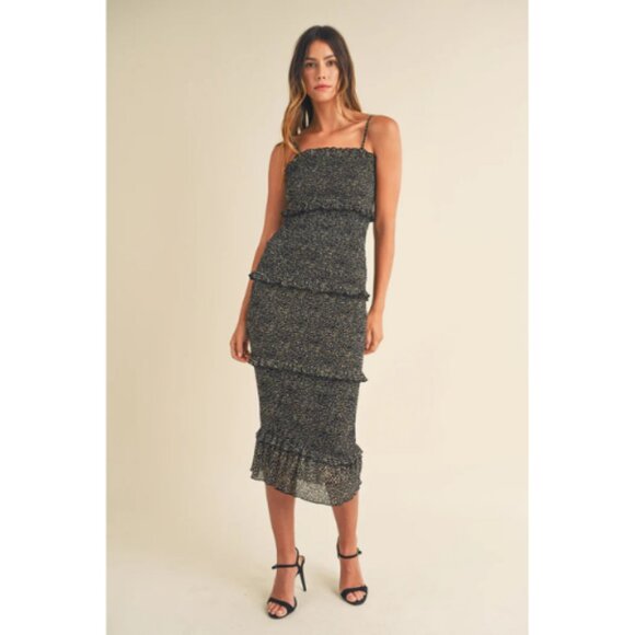 Mable Esme Tiered Smocked Floral Sleeveless Midi Dress - Picture 1 of 10